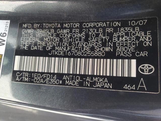 Photo 10 from auction – 2008 SCION TC with VIN JTKDE167080255880