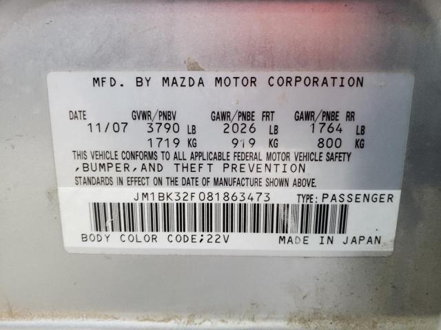 Photo 10 from auction – 2008 MAZDA 3 I with VIN JM1BK32F081863473