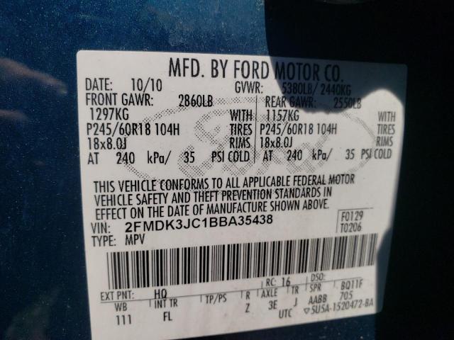Photo 10 from auction – 2011 FORD EDGE SEL with VIN 2FMDK3JC1BBA35438