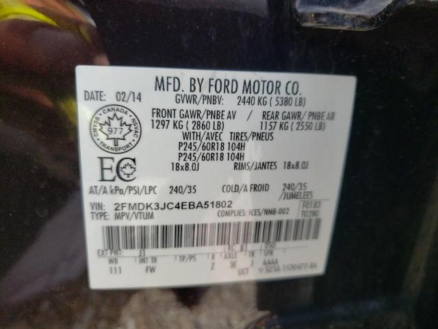 Photo 10 from auction – 2014 FORD EDGE SEL with VIN 2FMDK3JC4EBA51802