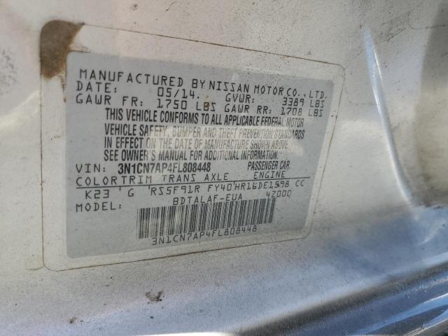 Photo 10 from auction – 2015 NISSAN VERSA S with VIN 3N1CN7AP4FL808448