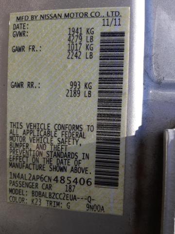 Photo 10 from auction – 2012 NISSAN ALTIMA BAS with VIN 1N4AL2AP6CN485406