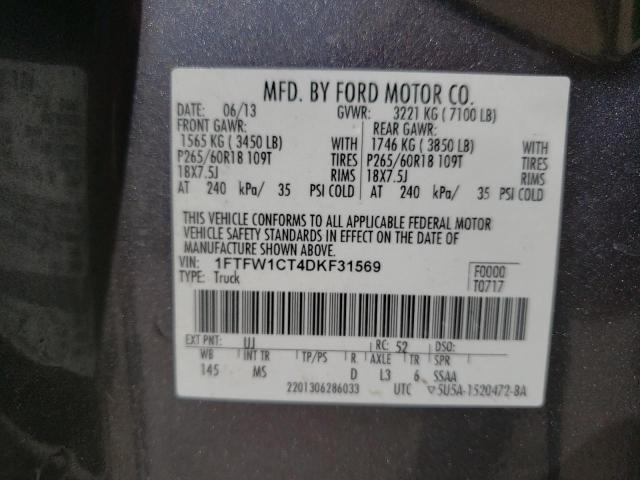 Photo 10 from auction – 2013 FORD F150 SUPER with VIN 1FTFW1CT4DKF31569