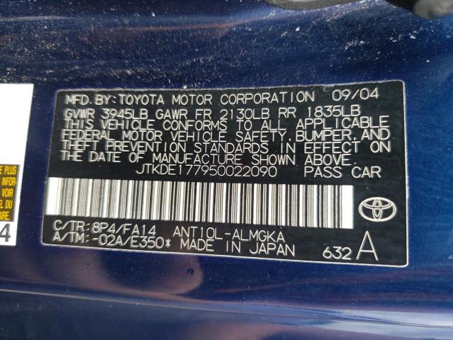Photo 10 from auction – 2005 TOYOTA SCION TC with VIN JTKDE177950022090