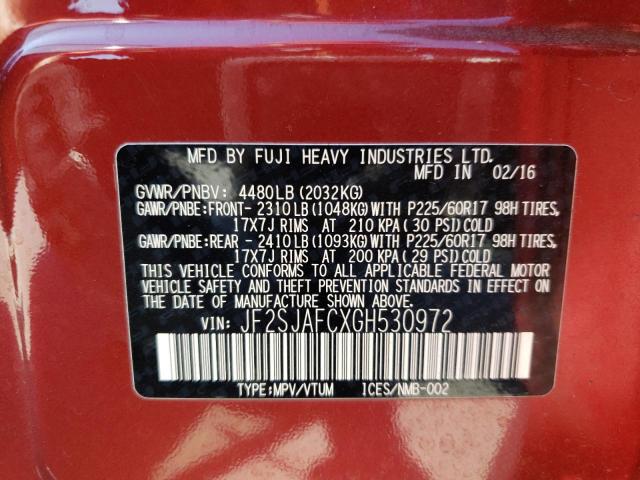 Photo 10 from auction – 2016 SUBARU FORESTER 2 with VIN JF2SJAFCXGH530972