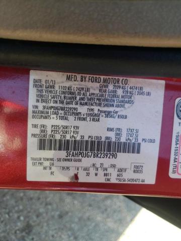 Photo 10 from auction – 2011 FORD FUSION SEL with VIN 3FAHP0JG7BR239290