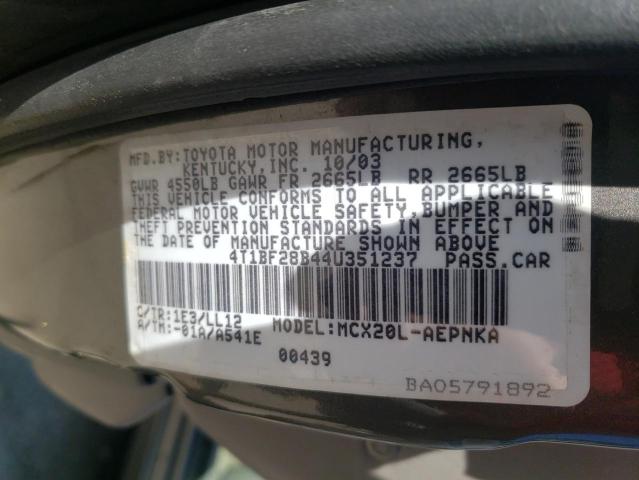 Photo 10 from auction – 2004 TOYOTA AVALON XL with VIN 4T1BF28B44U351237