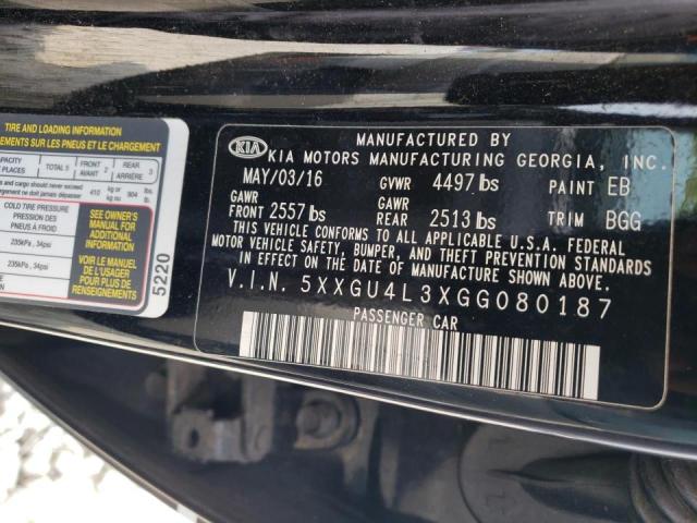 Photo 10 from auction – 2016 KIA OPTIMA EX with VIN 5XXGU4L3XGG080187