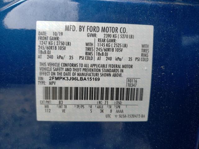 Photo 10 from auction – 2020 FORD EDGE SEL with VIN 2FMPK3J96LBA15169