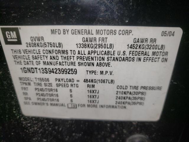 Photo 10 from auction – 2004 CHEVROLET TRAILBLAZE with VIN 1GNDT13S942399259