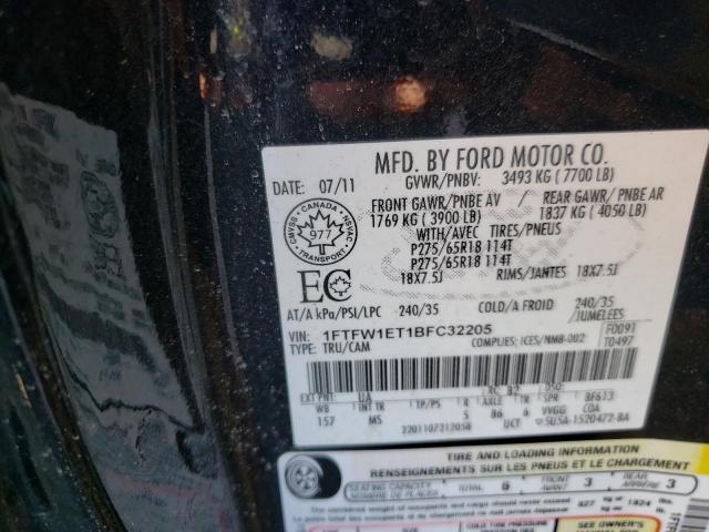 Photo 10 from auction – 2011 FORD F150 SUPER with VIN 1FTFW1ET1BFC32205