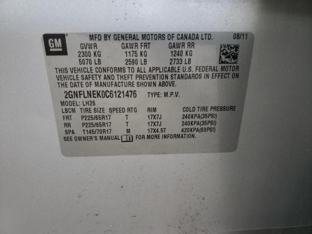 Photo 10 from auction – 2012 CHEVROLET EQUINOX LT with VIN 2GNFLNEK0C6121476