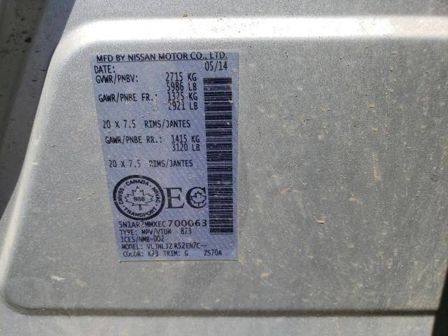 Photo 10 from auction – 2014 NISSAN PATHFINDER with VIN 5N1AR2MMXEC700063
