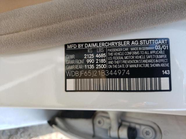 Photo 10 from auction – 2001 MERCEDES-BENZ E 320 with VIN WDBJF65J21B344974
