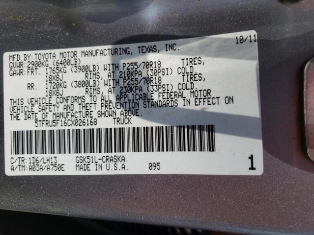 Photo 10 from auction – 2012 TOYOTA TUNDRA DOU with VIN 5TFRU5F16CX026168