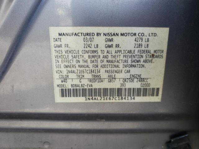 Photo 10 from auction – 2007 NISSAN ALTIMA 2.5 with VIN 1N4AL21E67C184134