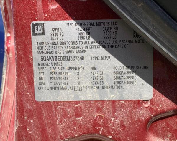 Photo 10 from auction – 2011 BUICK ENCLAVE CX with VIN 5GAKVBED6BJ307348