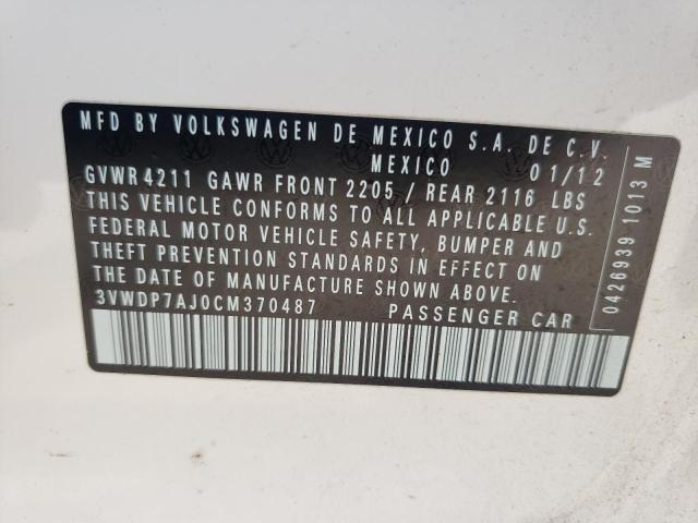 Photo 10 from auction – 2012 VOLKSWAGEN JETTA SE with VIN 3VWDP7AJ0CM370487