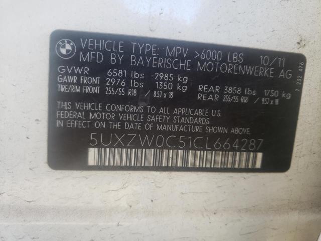 Photo 10 from auction – 2012 BMW X5 XDRIVE3 with VIN 5UXZW0C51CL664287