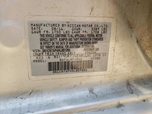Photo 10 from auction – 2017 NISSAN VERSA S with VIN 3N1CN7AP4HL807285