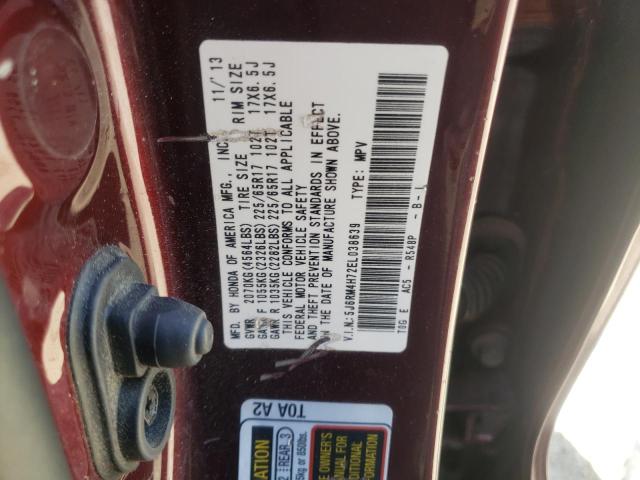 Photo 10 from auction – 2014 HONDA CR-V EXL with VIN 5J6RM4H72EL038639
