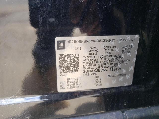 Photo 10 from auction – 2019 CHEVROLET EQUINOX LT with VIN 3GNAXJEV6KL318499