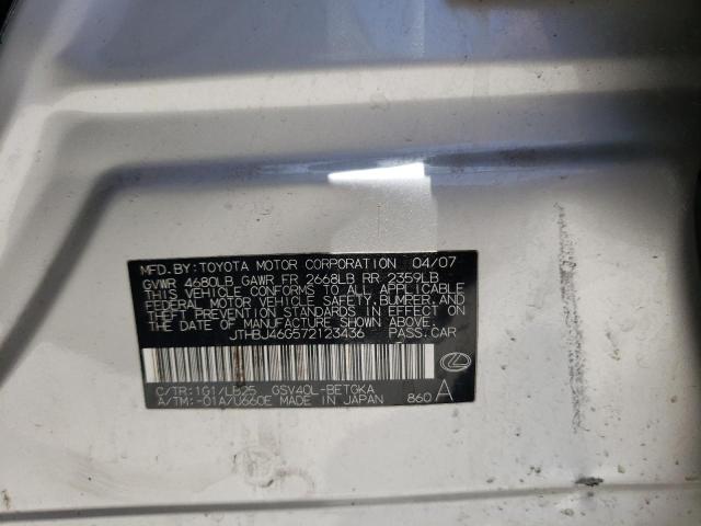 Photo 10 from auction – 2007 LEXUS ES 350 with VIN JTHBJ46G572123436