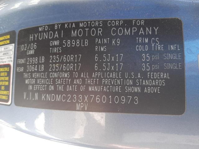 Photo 10 from auction – 2007 HYUNDAI ENTOURAGE with VIN KNDMC233X76010973