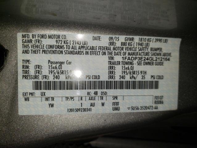 Photo 10 from auction – 2016 FORD FOCUS S with VIN 1FADP3E24GL212164