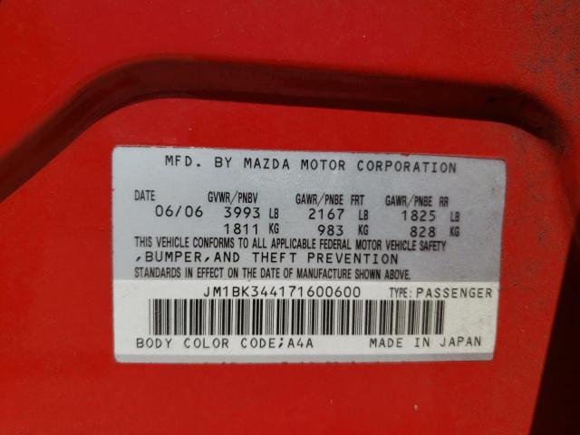 Photo 10 from auction – 2007 MAZDA 3 HATCHBAC with VIN JM1BK344171600600