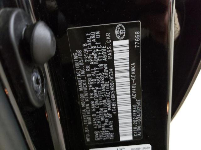 Photo 10 from auction – 2009 TOYOTA CAMRY BASE with VIN 4T4BE46K59R078534