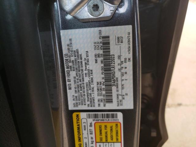 Photo 10 from auction – 2020 FORD FUSION SE with VIN 3FA6P0HD7LR122023