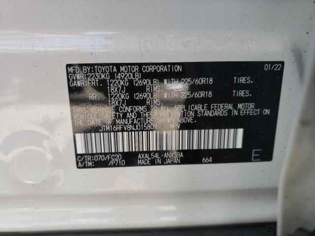 Photo 10 from auction – 2022 TOYOTA RAV4 SE with VIN JTM16RFV8NJ015809