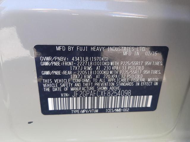 Photo 10 from auction – 2015 SUBARU XV CROSSTR with VIN JF2GPAFCXF8254098