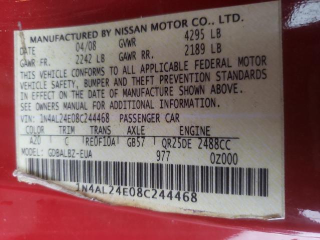 Photo 10 from auction – 2008 NISSAN ALTIMA with VIN 1N4AL24E08C244468