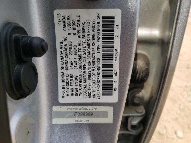 Photo 10 from auction – 2013 HONDA CIVIC EX with VIN 2HGFB2F89DH525008