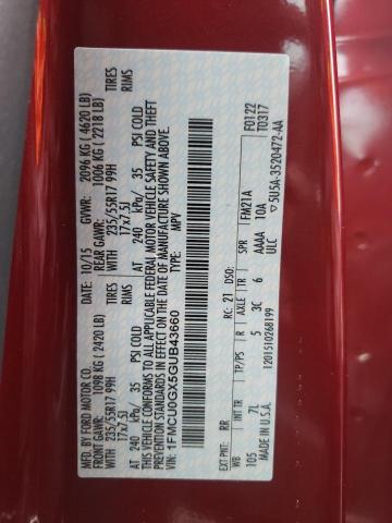 Photo 10 from auction – 2016 FORD ESCAPE SE with VIN 1FMCU0GX5GUB43660