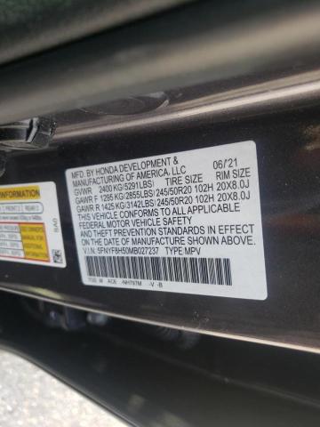Photo 10 from auction – 2021 HONDA PASSPORT E with VIN 5FNYF8H50MB027237
