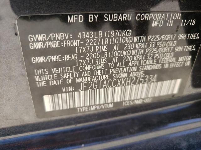 Photo 10 from auction – 2019 SUBARU CROSSTREK with VIN JF2GTACCXKH275334