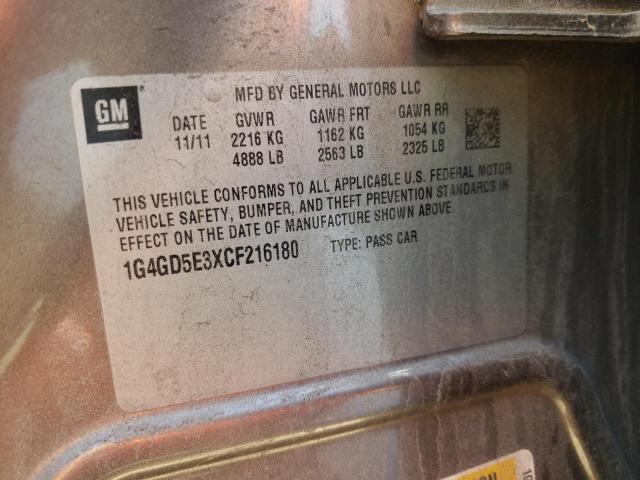 Photo 10 from auction – 2012 BUICK LACROSSE P with VIN 1G4GD5E3XCF216180