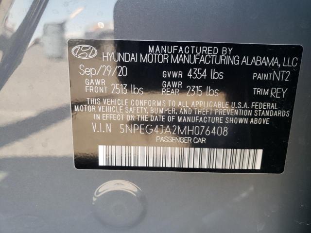 Photo 10 from auction – 2021 HYUNDAI SONATA SE with VIN 5NPEG4JA2MH076408