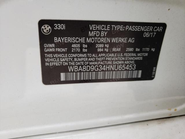 Photo 10 from auction – 2017 BMW 330 XI with VIN WBA8D9G34HNU65453