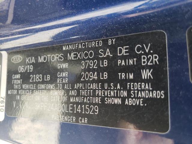 Photo 10 from auction – 2020 KIA FORTE FE with VIN 3KPF24AD0LE141529