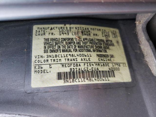 Photo 10 from auction – 2008 NISSAN VERSA with VIN 3N1BC11E98L400611