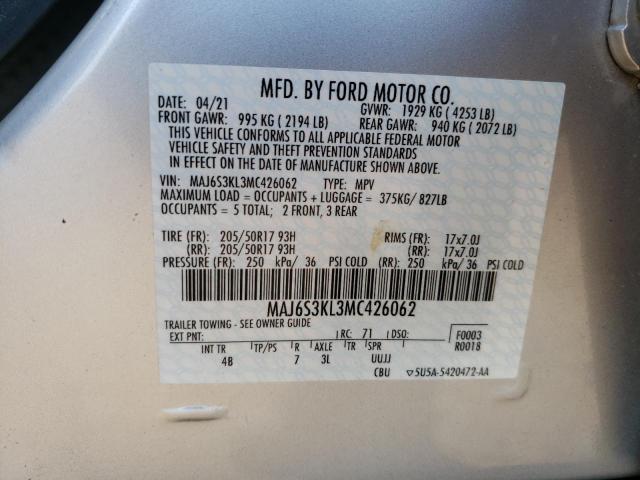 Photo 10 from auction – 2021 FORD ECOSPORT T with VIN MAJ6S3KL3MC426062