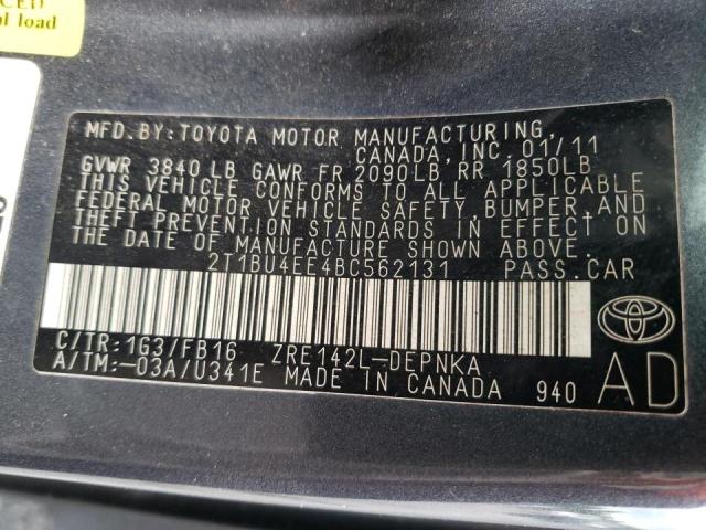 Photo 10 from auction – 2011 TOYOTA COROLLA BA with VIN 2T1BU4EE4BC562131