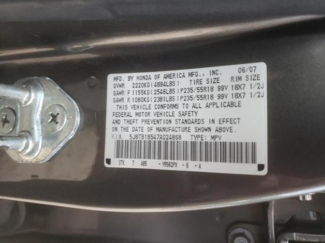 Photo 10 from auction – 2007 ACURA RDX TECHNO with VIN 5J8TB18547A024868