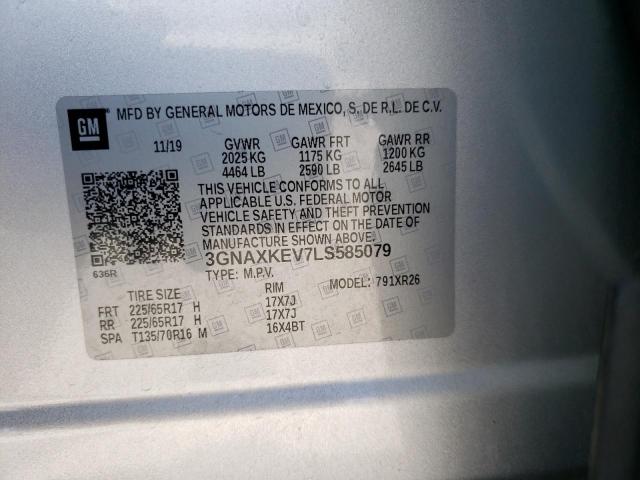Photo 10 from auction – 2020 CHEVROLET EQUINOX LT with VIN 3GNAXKEV7LS585079
