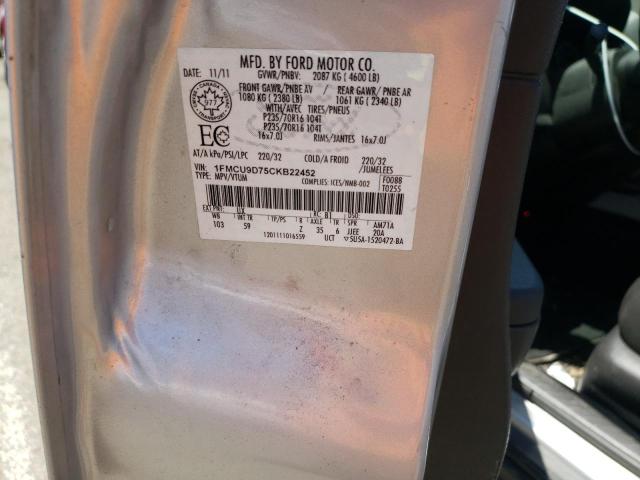Photo 10 from auction – 2012 FORD ESCAPE XLT with VIN 1FMCU9D75CKB22452