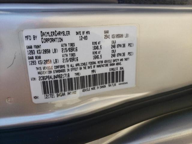 Photo 10 from auction – 2004 CHRYSLER TOWN & COU with VIN 2C8GP64L04R621718